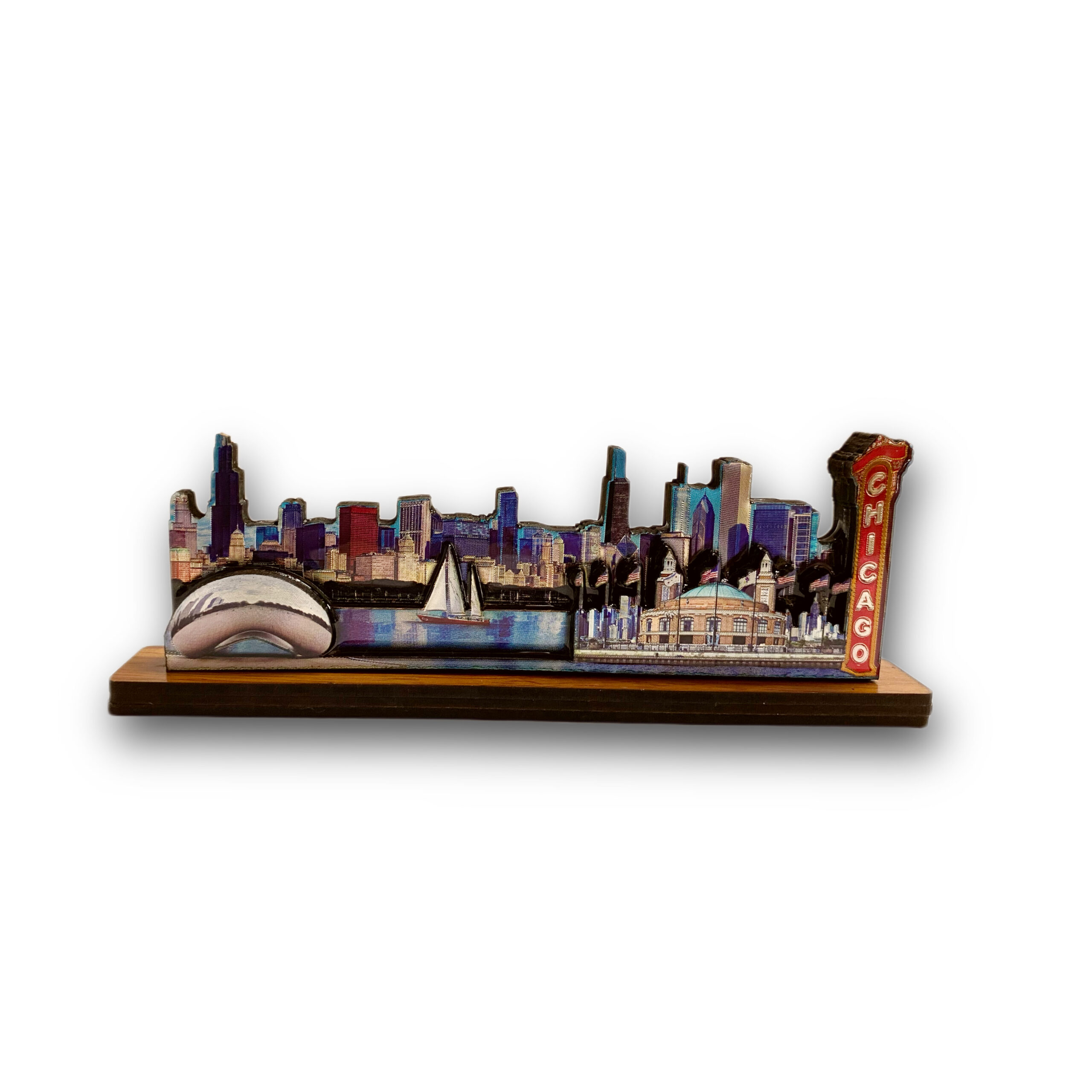 Chicago Skyline Wooden Paperweight