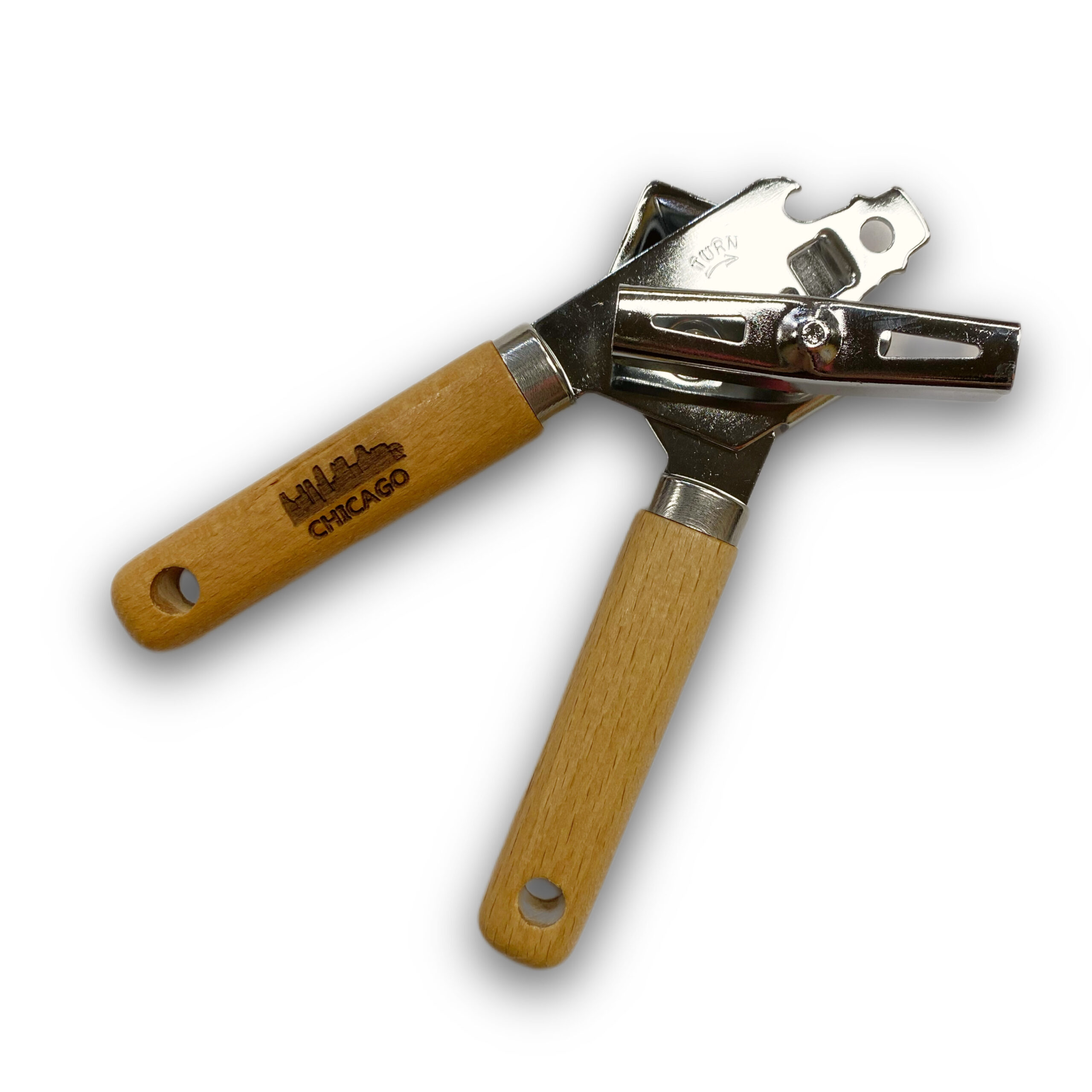 Wooden Engraved Chicago Can Opener