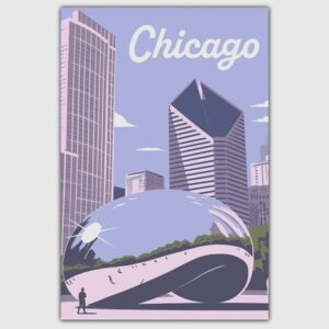Chicago Cloud Gate Skyline Postcard