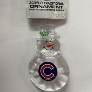Chicago Cubs Team clear snowman ornament