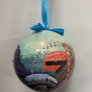 Chicago Skyline reflection and Wrigley field sign Ornament