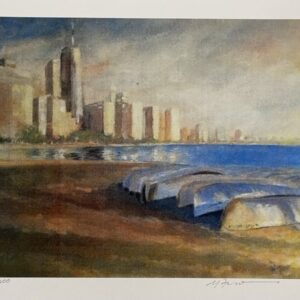 Chicago downtown view from Ohio street beach