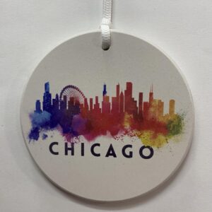 Chicago skyline flash paint double sided ornament