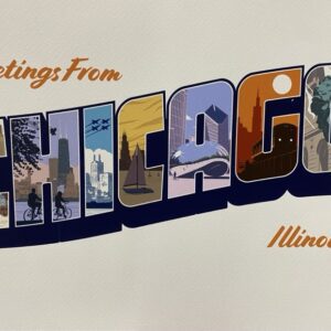 Greeting from CHICAGO graphic art print