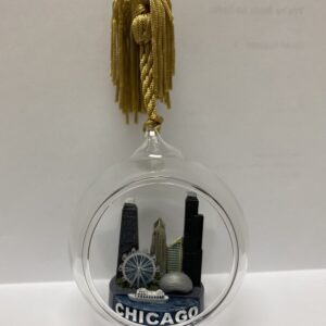 3D Chicago city scape in open glass globe