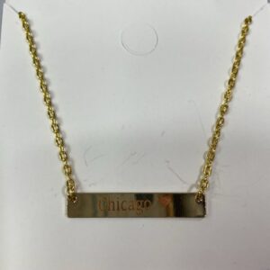 Chicago horizontal bar necklace in yellow gold color
