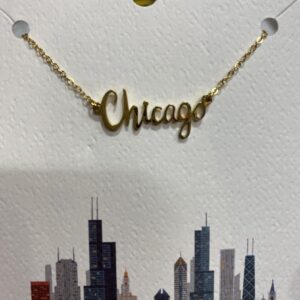 Chicago letters necklace in yellow gold color