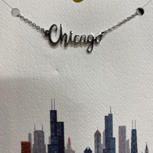 Chicago letters necklace in white gold color