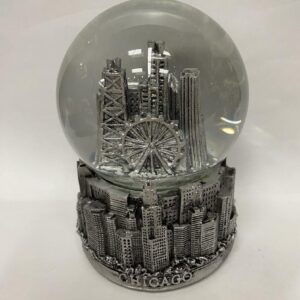 Chicago silver grey skyline with large Ferris wheel medium snowglobe