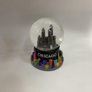 Chicago skyline black base with rainbow colors mini snowglobe