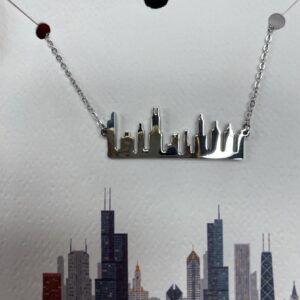 Chicago skyline necklace in white gold color