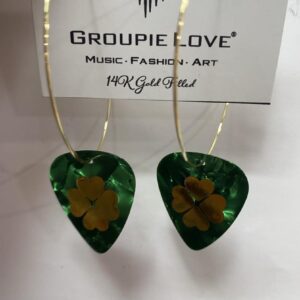 Guitar pick earrings in lucky green