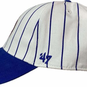47 Cubs baseball cap in white and blue pinstripe blue visor