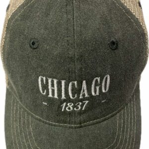 Chicago 1937 embroidery kid's hat in moss green with soft mesh back