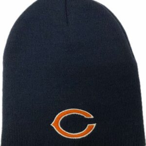 Chicago Bears C logo fitted double layers knit beanie color midnight