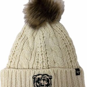 Chicago Bears logo embroidery cable knitted beanie in ivory