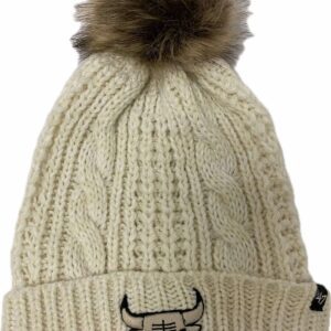 Chicago Bulls logo embroidery cable knitted beanie in ivory