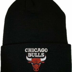 Chicago Bulls logo embroydery double layer knit beanie in black