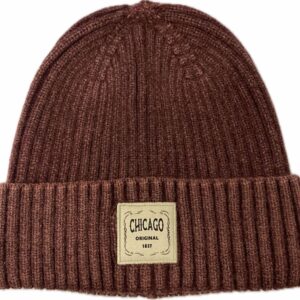 Chicago Original 1837 sewn on patch ribbed beanie in stone wash plum
