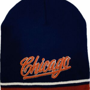 Chicago embroidery double layer light weight knitt beanie in Navy blue