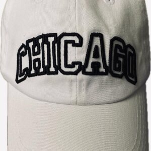 Chicago white hat with black embroidery lettering