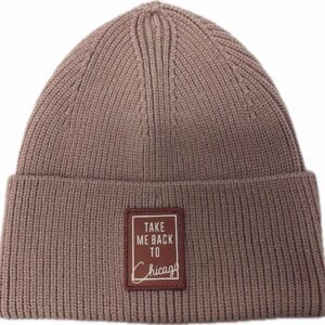 Take me back to Chicago thick ribbed knit beanie in dusty rose