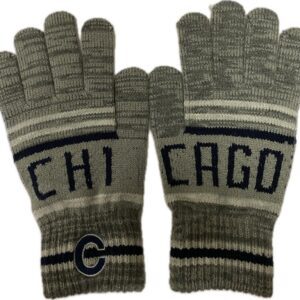 Chicago patterned knit C logo embroidery midweight gloves in heather grey