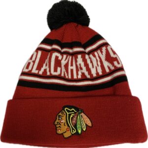 Chicago Blackhawk embroidery logo double layer knitted lettering beanie