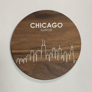 Chicago Illinois pressed wood and cork coaster