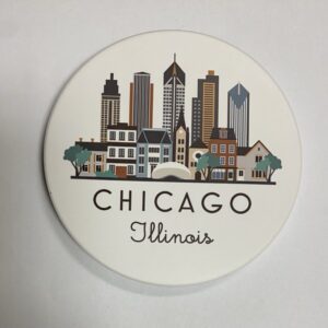 Chicago Illinois round printed fine ceramic coaster
