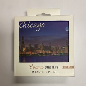 Chicago blue moon view from the lake Set of 4 printed ceramic coasters