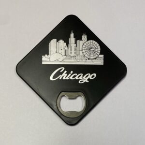 Chicago coaster with built in bottle opener