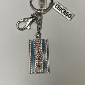 Chicago flag shinny rhinestone keychain
