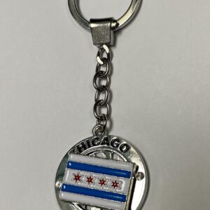 Chicago flag spinning charm keychain