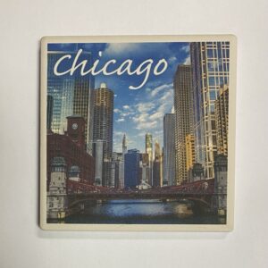 Chicago river view printed ceramic coaster