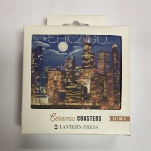 Chicago skyline graphic Set of 4 printed ceramic coasters