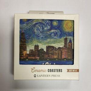 Chicago stary night Set of 4 printed ceramic coasters