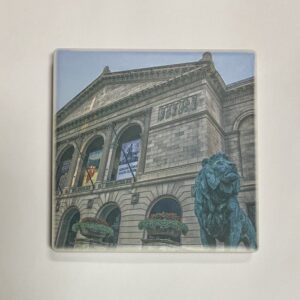 The Lion of Michigan Ave printed fine ceramic coaster