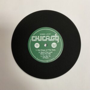 Vinyl record coaster green label