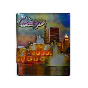 Buckingham fountain in sunset reflective enamel magnet
