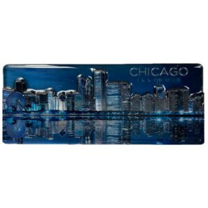 Chicago Blue reflective enamel magnet