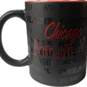 Chicago city sketch ceramic mug with lettering