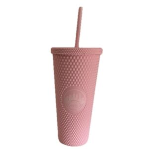 Pink to go cup with straw
