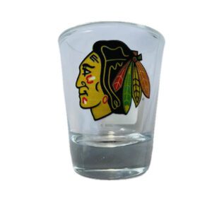 Chicago Black hawk logo clear shot glass
