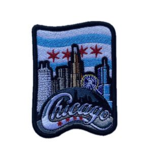 Chicago bean and flag embroidery iron on patch