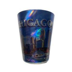 Chicago blue reflective shot glass