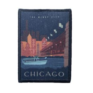 Chicago boat on the river iron on patch