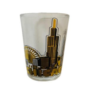 Chicago clear shot glass with gold detail