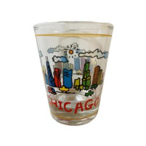Chicago clear shotglass with color details 2