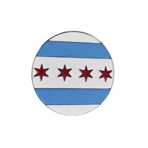 Chicago flag enamel round pin